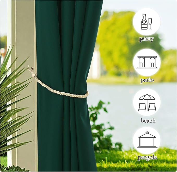 NICETOWN 2 Pieces Outdoor Curtains Waterproof Patio Drapes, Thermal Insulated - Image 7