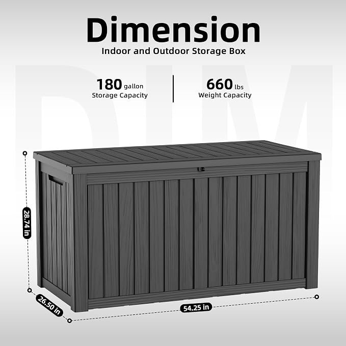 DRATO 180 Gallon Deck Boxes Outdoor Waterproof, Lockable Outdoor Storage Box - Image 2