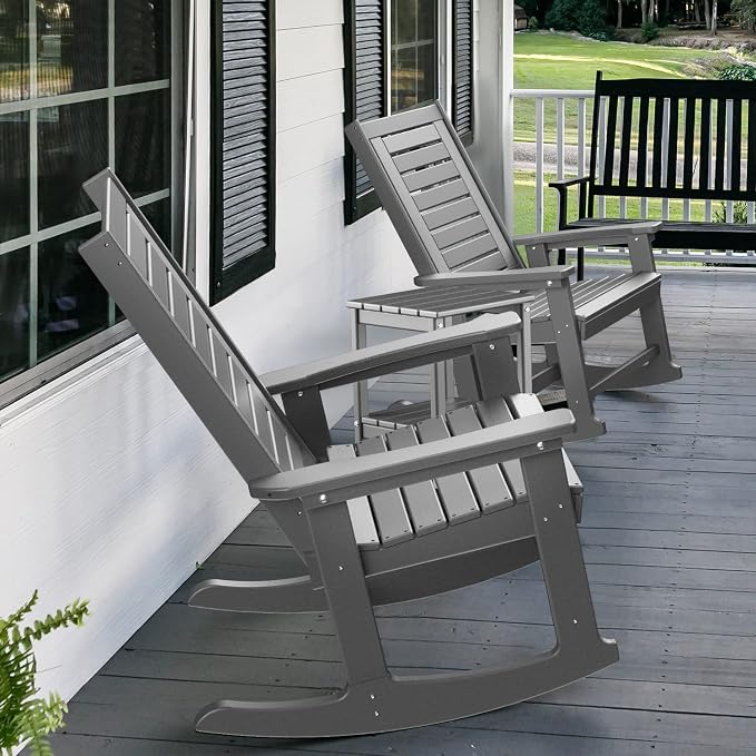 GREENVINES Oversized Outdoor Rocking Chairs Set of 2, HDPE Rocker - Image 6