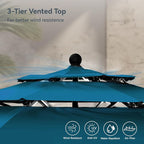 PHI VILLA 10ft Outdoor Patio Umbrellas, 3 Tier Vented Table Umbrella, Cyan | - Image 8