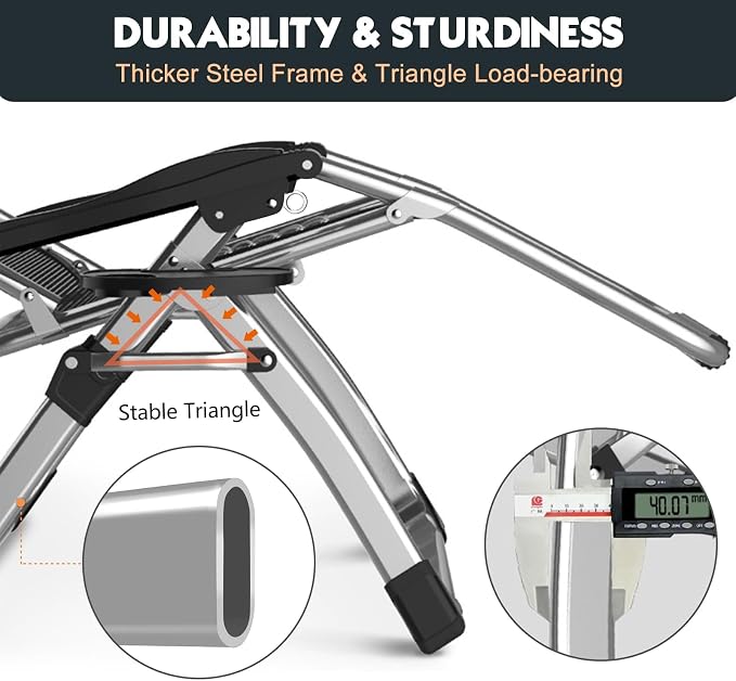 MOPHOTO Zero Gravity Chair Oversize, Outdoor Padded Lounge Chair - Image 6
