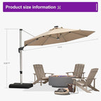PURPLE LEAF Cantilever Patio Umbrella 11ft Round Solar LED Light, Support to - Image 8