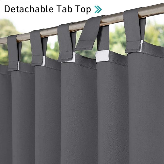 NICETOWN 2 Panels Patio Curtains Outdoor Waterproof 84 Long, Detachable Sticky - Image 3