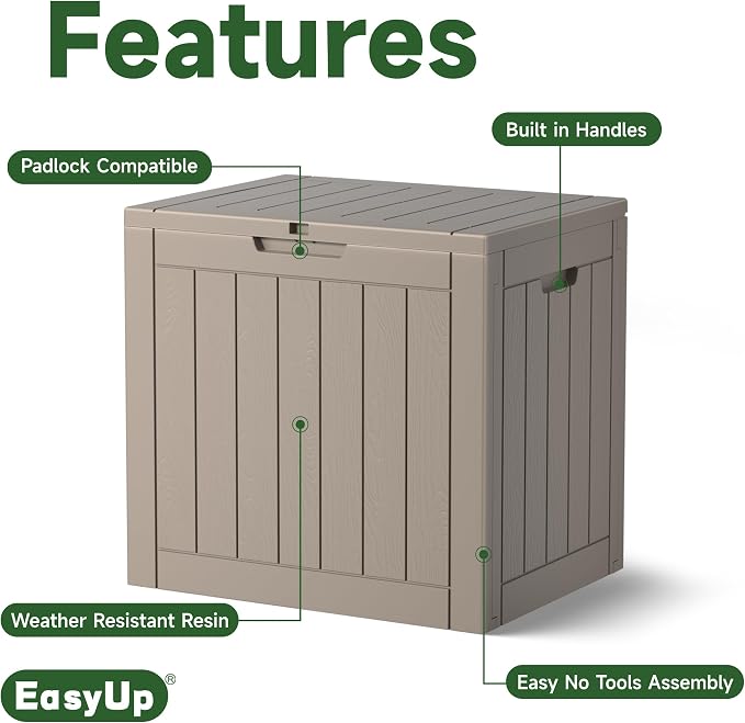 Outdoor Storage Box 38 Gallon Waterproof Resin Deck Boxes, - Image 4