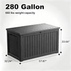 280 Gallon Waterproof Outdoor Storage Box, UV Resistant Resin Deck Box - Image 2