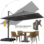 10x10FT Cantilever Outdoor Umbrella, 360° Rotating Large Offset Square Patio - Image 4
