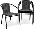 JEAREY Outdoor Patio Rattan Dining Chairs Set of 4, All Weather Stackable by JEAREYOutdoorsCollection