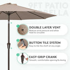 JEAREY 10 ft Outdoor Patio Umbrella w/Tilt and Crank, Tan | 8 Sturdy Ribs - Image 2