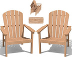 Compact Stackable Adirondack Chairs Set of 2, Teak | 26.3" Wide HDPE, by nevilywood