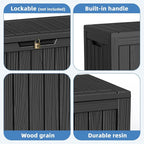Outdoor Storage Box 100 Gallon Waterproof Resin Deck Boxes Black | UV-Resistant - Image 4