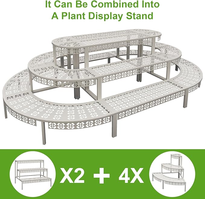 aboxoo 3-Tier Metal Plant Stand, Quarter Round Stair-Step Corner Shelf | Holds - Image 7