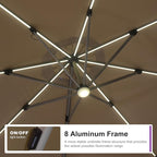PURPLE LEAF Cantilever Patio Umbrella 10ft Round Solar LED Light, Support to - Image 2