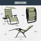 Best Choice Products Oversized Padded Zero Gravity Chair w/Canopy Headrest Cup - Image 2