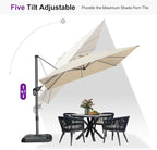 PURPLE LEAF Umbrella with Base & Cover 9' x 9' Custom Height Control Beige | - Image 8