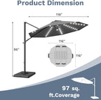 Devoko 10ft Solar LED Patio Umbrella, Round Cantilever Outdoor Umbrella - Image 3