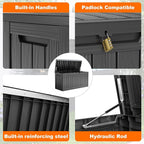PatioZen 85 Gallon Deck Box Outdoor, Weatherproof Resin Patio Storage Box - Image 4