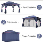 10'x12' Outdoor Gazebo, Metal Frame Heavy Duty Patio Canopy Tent Shelter - Image 2