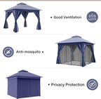 10'x10' Outdoor Gazebo with 50FT String Lights, Metal Heavy Duty Patio Canopy - Image 3