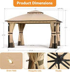 Patio Gazebo 10'x12' with LED Lights & Bluetooth Speaker, Heavy Duty Outdoor - Image 3