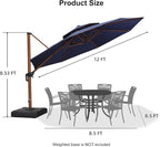 PURPLE LEAF Cantilever Outdoor Umbrella 12ft Wood-Grain Finish, Long-lasting - Image 9