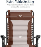 Best Choice Products Oversized Padded Zero Gravity Chair, Folding Outdoor Patio - Image 3