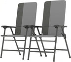 Outsunny Folding Patio Chairs Set of 2 Padded High Back Armrests Light Gray | by Outsunny