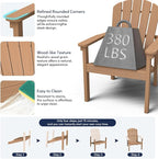 Compact Stackable Adirondack Chairs Set of 2, Teak | 26.3" Wide HDPE, - Image 6