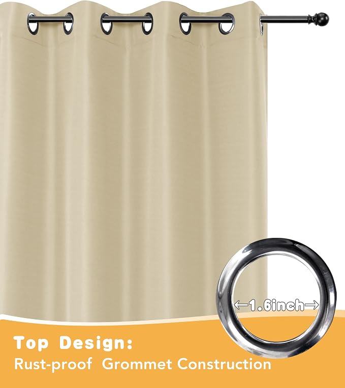 HolidayIdeas Outdoor Curtains for Patio Waterproof 2 Pcs 84x95 Inch Cream | - Image 4