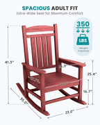 SERWALL Outdoor Rocking Chair Set of 2, Oversized Patio Rocking Chair, Porch - Image 3