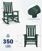Oversized Outdoor Rocking Chair Set of 2, HDPE Patio Rockers - Image 3