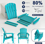 Stackable Adirondack Chairs Set of 4, Compact HDPE, Aruba | 26.3" Wide HDPE - Image 5