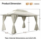 10'x13' Outdoor Gazebo, Heavy Duty Metal Frame Patio Canopy - Image 2