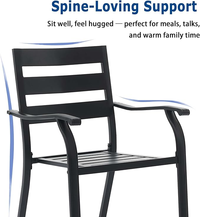 Patio Dining Chairs Set of 6, Metal Patio Furniture Set - Image 3