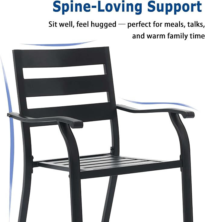 Patio Dining Chairs Set of 8, Metal Patio Furniture Set - Image 3