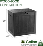 Deck Box, 35 Gallon Resin Indoor and Outdoor Storage Boxes Waterproof - Image 2