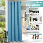 NICETOWN Outdoor Curtain for Patio Waterproof, 1 Panel, W52 x L84, Teal Blue - Image 5