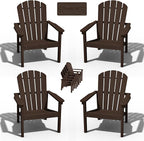 Stackable Adirondack Chairs Set of 4, Compact HDPE, Coffee | 26.3" Wide HDPE by nevilywood