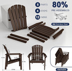 Compact Stackable Adirondack Chair, All Weather HDPE, Coffee | 26.3" Wide HDPE - Image 6