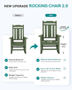SERWALL Oversized Outdoor Rocking Chairs Set of 4, Patio Rocker, Avocado | - Image 3