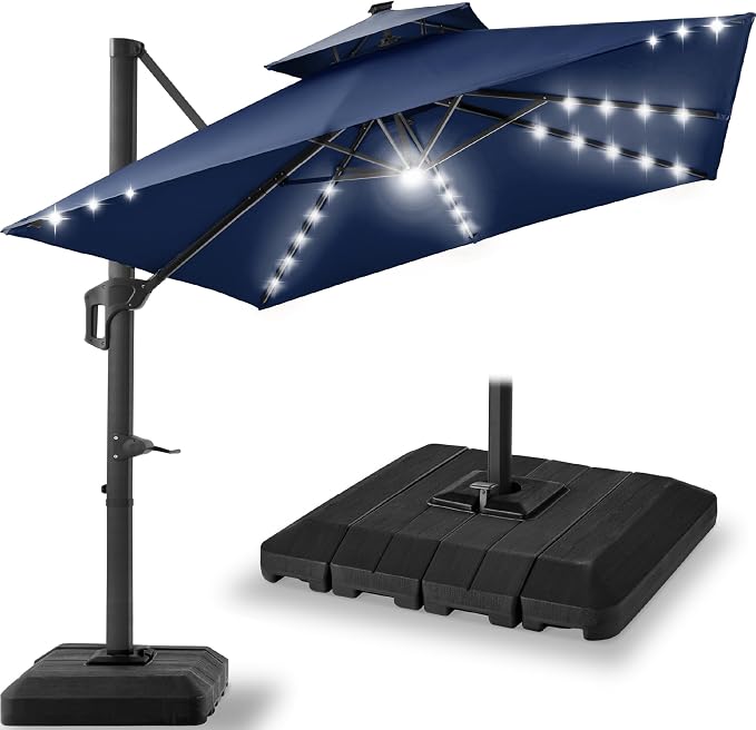 Best Choice Products 12x12ft LED Cantilever Patio Umbrella w/Base Included & by Unknown