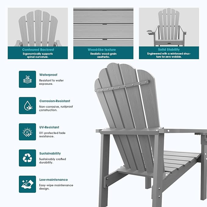 THOEOE Stackable Adirondack Chair Set of 6, Fire Pit Chairs, Space Saving - Image 6