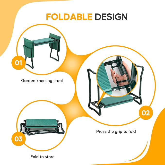 Simple Deluxe Garden Kneeler and Seat, Foldable Kneeling Stool - Image 4