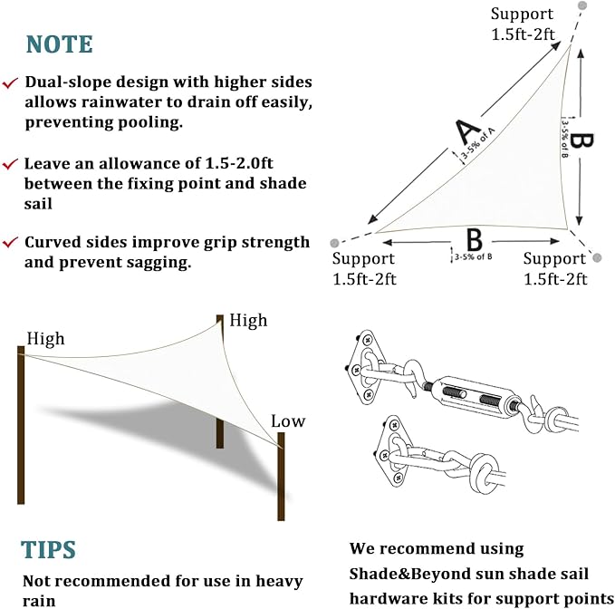 Shade&Beyond Custom Sun Shade Sail 6'x6'x8.5' Triangle Sun Sail Shades Patio UV - Image 6