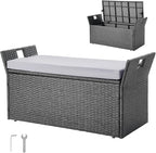 VEVOR Outdoor Storage Bench, 2-Person PE Rattan Storage Bench, 40 Gal Deck Box by VEVOR