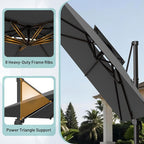 12×12 FT Double-Top Cantilever Patio Umbrella, Outdoor Umbrellas - Image 4