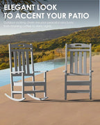 Outdoor Rocking Chair Set of 2, High Back Plastic Patio Rocking Chairs - Image 4