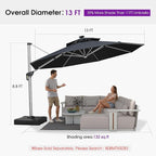 PURPLE LEAF Cantilever Umbrella 13ft Solar LED Light Double Top, Stays bright - Image 8