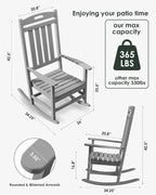Outdoor Rocking Chair Set of 6, All-Weather Resistant Poly Lumber Rocker Chair - Image 2