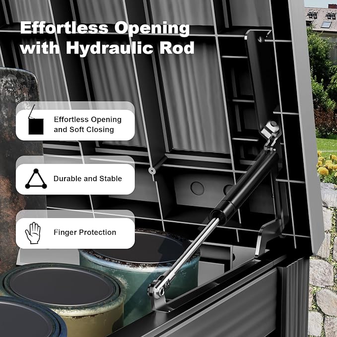 DRATO 200 Gallon Deck Boxes Outdoor Waterproof, Lockable Outdoor Storage Box - Image 3