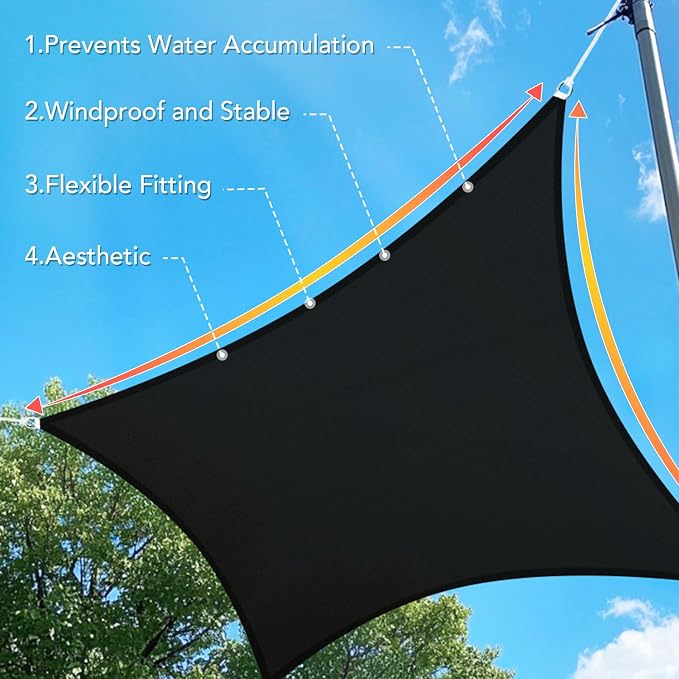 Shade&Beyond Custom Sun Shade Sail 8'x12'RectangleSun Sail Shades Patio UV - Image 3